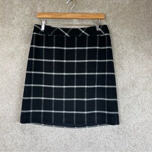 Talbots Skirt Womens 6 Black Plaid Wool Blend Back Zip Lined Knee Length- 2797*